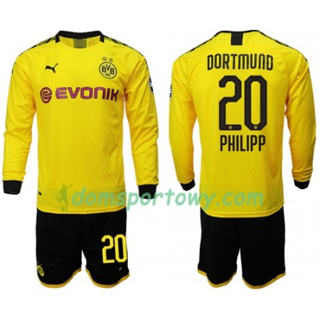Koszulka Borussia Dortmund Philipp 20 Dziecięcy Domowe Koszulki Piłkarskie 2019-2020 Długi Rękaw